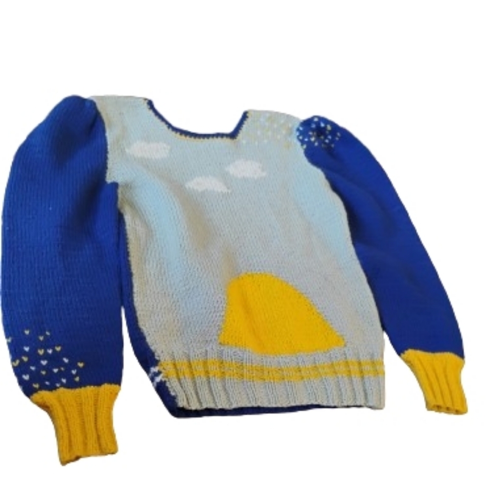 Vintage 2000s Laurie Miller Hand Knit Day & Night Sweater Sz S-M